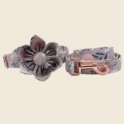 Girl Dog Collar, Floral Dog Collar, Pink Dog Collar, Girl Dog Collars, Floral Dog Collars, Pink Dog Collars with Matching Leash and Flower (L) in Saudi Arabia