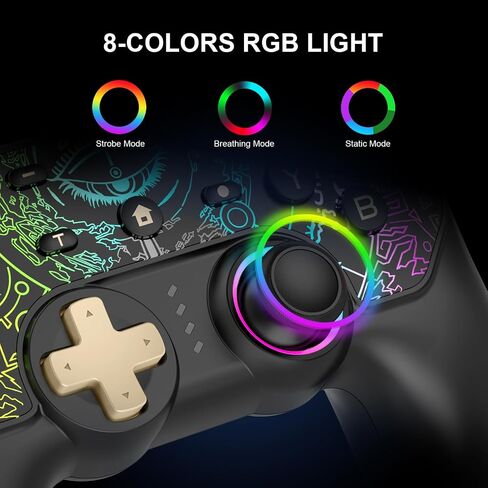 DYONDER Switch Controller, Wireless Switch Pro Controller for Switch/Switch Lite/Switch OLED, Wireless Gamepad for PC/iOS/Android with RGB/Programmable/Motion Control/Vibration/Turbo/Wakeup(Black) in Saudi Arabia