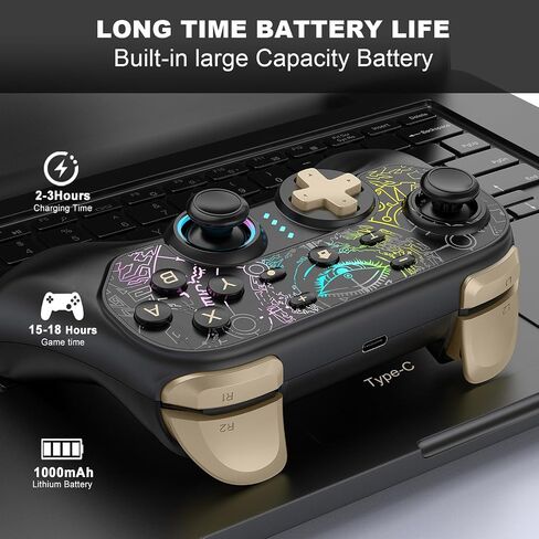 DYONDER Switch Controller, Wireless Switch Pro Controller for Switch/Switch Lite/Switch OLED, Wireless Gamepad for PC/iOS/Android with RGB/Programmable/Motion Control/Vibration/Turbo/Wakeup(Black) in Saudi Arabia