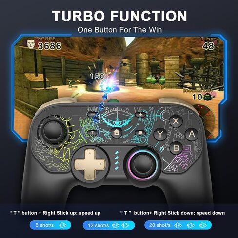 DYONDER Switch Controller, Wireless Switch Pro Controller for Switch/Switch Lite/Switch OLED, Wireless Gamepad for PC/iOS/Android with RGB/Programmable/Motion Control/Vibration/Turbo/Wakeup(Black) in Saudi Arabia