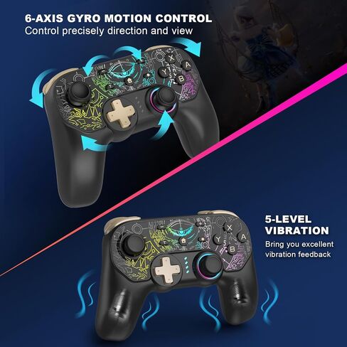 DYONDER Switch Controller, Wireless Switch Pro Controller for Switch/Switch Lite/Switch OLED, Wireless Gamepad for PC/iOS/Android with RGB/Programmable/Motion Control/Vibration/Turbo/Wakeup(Black) in Saudi Arabia