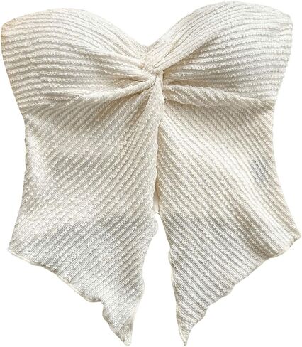 WDIRARA Women's Twist Front Split Hem Tube Top Y2k Strapless Bandeau Asymmetrical Tops in Saudi Arabia
