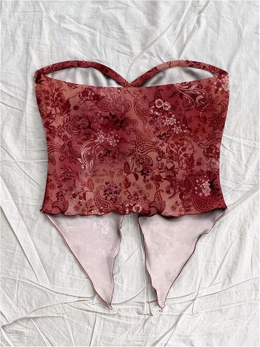 WDIRARA المرأة Twist Front Split Hem Tube Top Y2k حمالة Bandeau غير متماثلة in Saudi Arabia