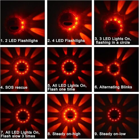 Vancle USB-C Rechargeable LED Road Flares Roadside Emergency Light, Safety Warning Flashing Flare Beacon Disc Strobe Traffic with Magnetic Base for Construction Vehicles Truck Boat (Amber,2 Pack) in Kuwait