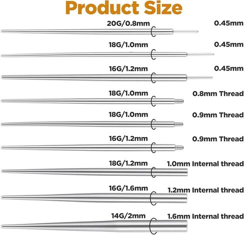 10 قطع من أداة التقاط الكرة المستدقة لتغيير المجوهرات، أداة وضع الأقراط المسطحة من الفولاذ المقاوم للصدأ مع خيط بدون خيط/خيط داخلي/دبابيس إدخال خيط خارجي للأذن والأنف والشفاه والسرة in Kuwait