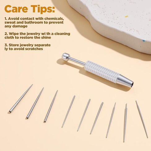 10 قطع من أداة التقاط الكرة المستدقة لتغيير المجوهرات، أداة وضع الأقراط المسطحة من الفولاذ المقاوم للصدأ مع خيط بدون خيط/خيط داخلي/دبابيس إدخال خيط خارجي للأذن والأنف والشفاه والسرة in Kuwait