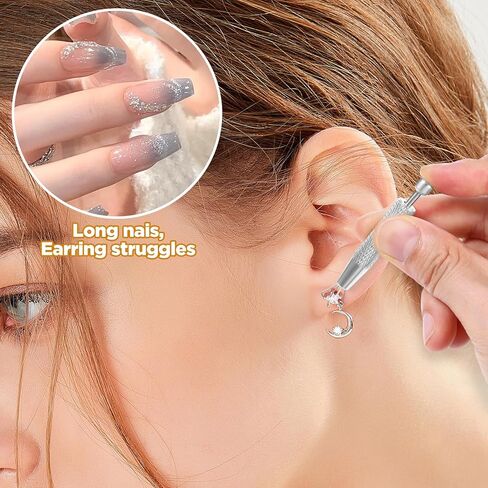 10 قطع من أداة التقاط الكرة المستدقة لتغيير المجوهرات، أداة وضع الأقراط المسطحة من الفولاذ المقاوم للصدأ مع خيط بدون خيط/خيط داخلي/دبابيس إدخال خيط خارجي للأذن والأنف والشفاه والسرة in Kuwait