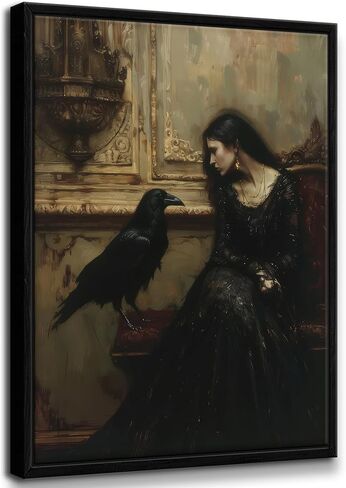 Framed Dark Academia Wall Art Veiled Woman Moth Prints Victorian Gothic Canvas Painting Dark Moody Aesthetic Pictures Wall Decor Moody Romance Prints Artwork for Bedroom Living Room 8x10 Inch in Saudi Arabia