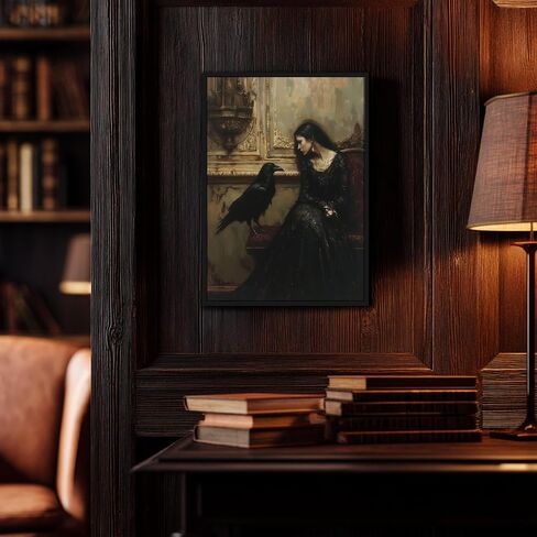 Framed Dark Academia Wall Art Veiled Woman Moth Prints Victorian Gothic Canvas Painting Dark Moody Aesthetic Pictures Wall Decor Moody Romance Prints Artwork for Bedroom Living Room 8x10 Inch in Saudi Arabia