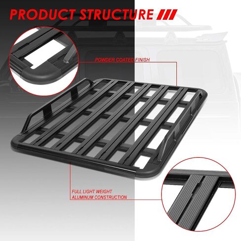 Auto Dynasty 60" x 48" x 6" Cargo Box Universal Aluminum Pallet Style Roof Rack Bars Luggage Carrier w/Mounting Brackets Replacement in Saudi Arabia