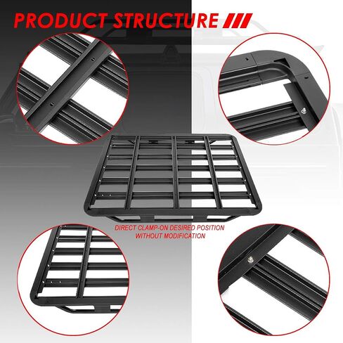 Auto Dynasty 60" x 48" x 6" Cargo Box Universal Aluminum Pallet Style Roof Rack Bars Luggage Carrier w/Mounting Brackets Replacement in Saudi Arabia