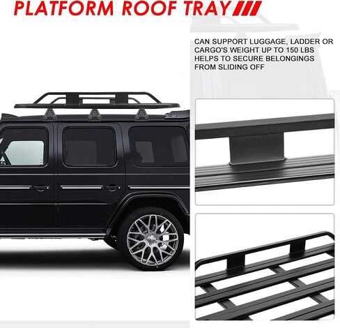 Auto Dynasty 60" x 48" x 6" Cargo Box Universal Aluminum Pallet Style Roof Rack Bars Luggage Carrier w/Mounting Brackets Replacement in Saudi Arabia