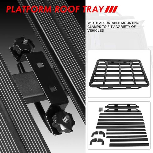 Auto Dynasty 60" x 48" x 6" Cargo Box Universal Aluminum Pallet Style Roof Rack Bars Luggage Carrier w/Mounting Brackets Replacement in Saudi Arabia