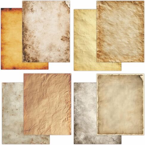 PARTH IMPEX 56 Sheets Vintage Lined Writing Paper 8.5x11 - Letter Size Ruled Stationery Rustic Old Looking Letterhead Printer Paper - 120gsm Thick Uncoated Decorative Colored Antique Aged Design in Kuwait