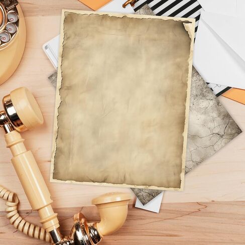 PARTH IMPEX 56 Sheets Vintage Lined Writing Paper 8.5x11 - Letter Size Ruled Stationery Rustic Old Looking Letterhead Printer Paper - 120gsm Thick Uncoated Decorative Colored Antique Aged Design in Kuwait