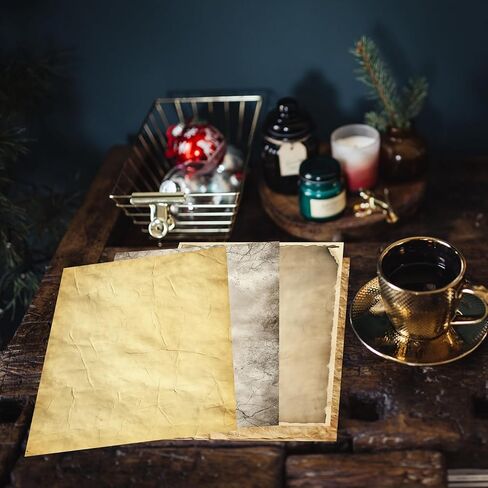 PARTH IMPEX 56 Sheets Vintage Lined Writing Paper 8.5x11 - Letter Size Ruled Stationery Rustic Old Looking Letterhead Printer Paper - 120gsm Thick Uncoated Decorative Colored Antique Aged Design in Kuwait