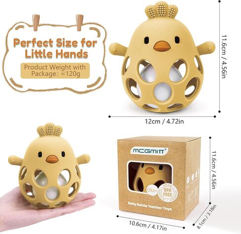 MCGMITT Baby Teething Toys for 3-6 Months, Easy Grasp Silicone Infant Rattle Teether Toy for 0-12 Months, BPA-Free Food Grade Baby Montessori Sensory Toys, Soft Infant Chew Toys for Teething Relief in Saudi Arabia