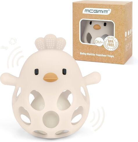 MCGMITT Baby Teething Toys for 3-6 Months, Easy Grasp Silicone Infant Rattle Teether Toy for 0-12 Months, BPA-Free Food Grade Baby Montessori Sensory Toys, Soft Infant Chew Toys for Teething Relief in Kuwait