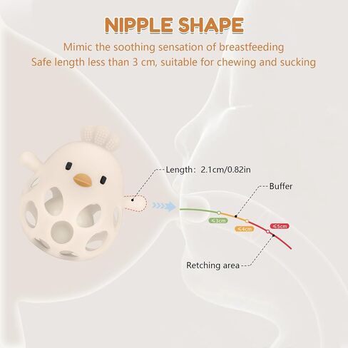 MCGMITT Baby Teething Toys for 3-6 Months, Easy Grasp Silicone Infant Rattle Teether Toy for 0-12 Months, BPA-Free Food Grade Baby Montessori Sensory Toys, Soft Infant Chew Toys for Teething Relief in Kuwait