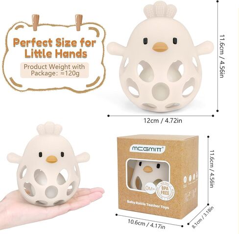 MCGMITT Baby Teething Toys for 3-6 Months, Easy Grasp Silicone Infant Rattle Teether Toy for 0-12 Months, BPA-Free Food Grade Baby Montessori Sensory Toys, Soft Infant Chew Toys for Teething Relief in Kuwait