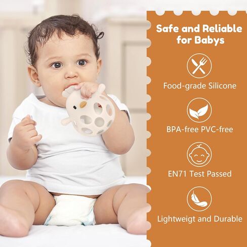 MCGMITT Baby Teething Toys for 3-6 Months, Easy Grasp Silicone Infant Rattle Teether Toy for 0-12 Months, BPA-Free Food Grade Baby Montessori Sensory Toys, Soft Infant Chew Toys for Teething Relief in Kuwait