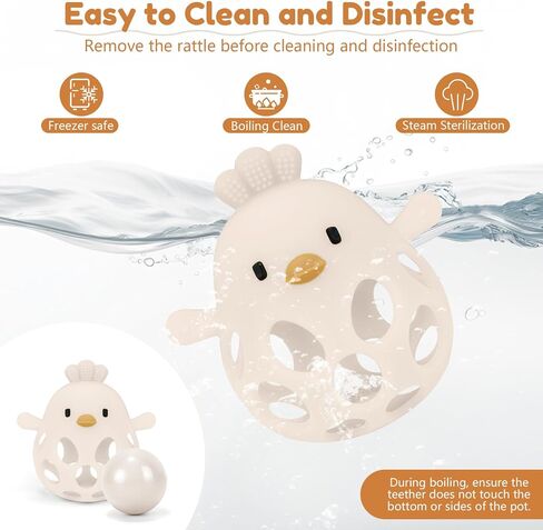 MCGMITT Baby Teething Toys for 3-6 Months, Easy Grasp Silicone Infant Rattle Teether Toy for 0-12 Months, BPA-Free Food Grade Baby Montessori Sensory Toys, Soft Infant Chew Toys for Teething Relief in Kuwait