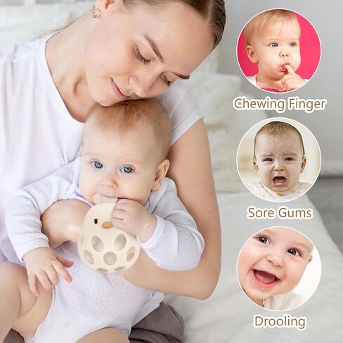MCGMITT Baby Teething Toys for 3-6 Months, Easy Grasp Silicone Infant Rattle Teether Toy for 0-12 Months, BPA-Free Food Grade Baby Montessori Sensory Toys, Soft Infant Chew Toys for Teething Relief in Kuwait