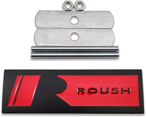 شعار ROUSH المعدني للسيارة شعار الشبكة الأمامية + شارة غطاء صندوق السيارة ثلاثية الأبعاد ملصق رياضي للسباق ملصق توربو بديل (أسود وأحمر) in Saudi Arabia