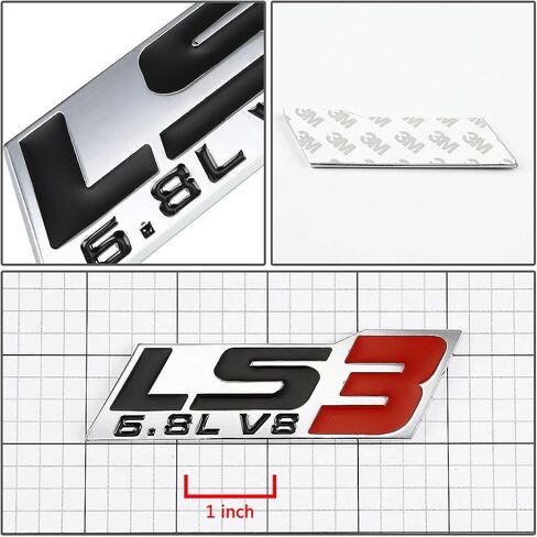 Auto Dynasty Metal Emblem Decal Logo Trim Badge 6.8L LS3 V8 (Black & Red) in Saudi Arabia