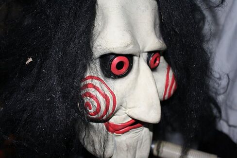 Saw Clown Mask Halloween with Hair - Jigsaw Billy Jig Saw Clown in Saudi Arabia