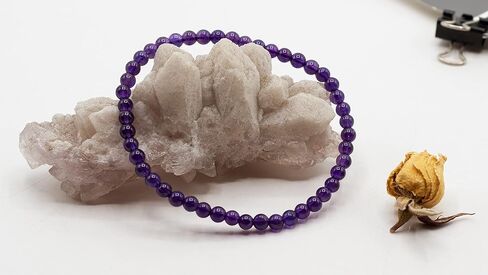 4mm Smooth Round Amethyst Stretch Bracelets in Various Sizes (6.5, 7, 7.5, 8 Inches) in Saudi Arabia