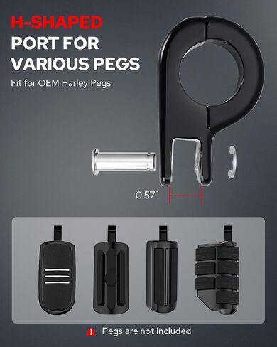 Benlari Highway Pegs P-Clamp Mount Kit، A3 أوتاد قدم دراجة نارية فولاذية مناسبة لقضبان التصادم 1 بوصة و1.25 بوصة مشبك دعامة للقدم متوافق مع Harley Touring Electra Road King Road Glide (أسود) in Kuwait