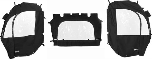 أبواب حاوية الكابينة الناعمة UTV مع نافذة خلفية متوافقة مع موديلات 2008-2021 Kubota RTV 400/450/500/520 ملحقات النوافذ الشفافة للباب الأسود الناعم in Kuwait