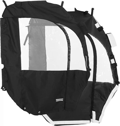 أبواب حاوية الكابينة الناعمة UTV مع نافذة خلفية متوافقة مع موديلات 2008-2021 Kubota RTV 400/450/500/520 ملحقات النوافذ الشفافة للباب الأسود الناعم in Kuwait