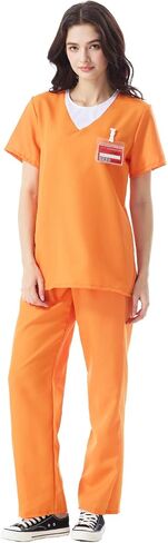 Seasons Women's Prisoner Halloween Costume, Adult Inmate Outfit Orange in Saudi Arabia