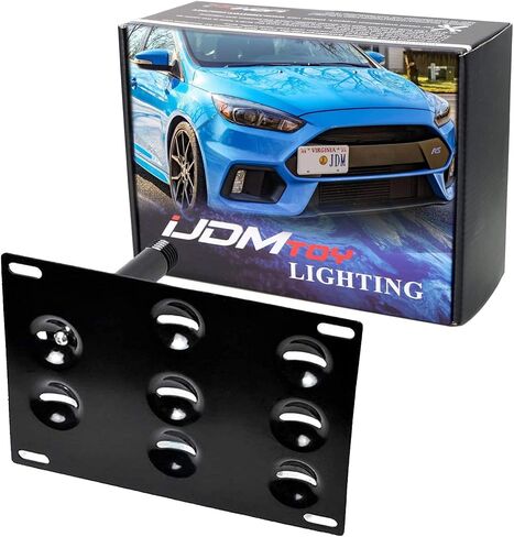 iJDMTOY No Drill Front Bumper Tow Hook License Plate Mounting Bracket Adapter Kit Compatible with 2016-2018 Ford Focus RS ONLY in Saudi Arabia