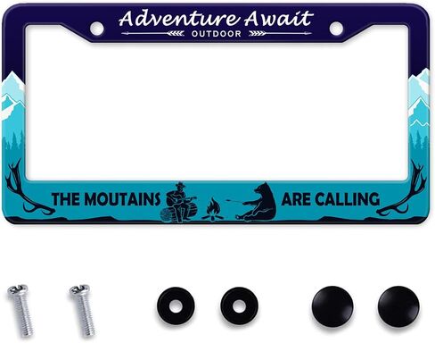 Dog Paw Car License Plate Frames, Colorful Pet Paw Printed License Plate Holder Cover, Metal Aluminum Rustproof Car Accessories for US Canada Standard Women Men 2 Holes with Screw Caps in Saudi Arabia