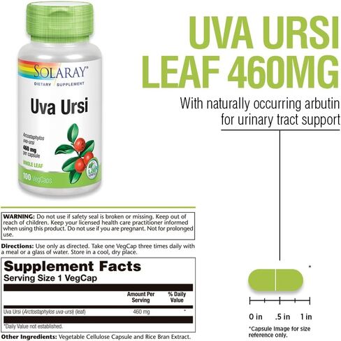 SOLARAY Uva Ursi Leaf 460 mg | Healthy Bladder, Kidney & Urinary Tract Function Support | Non-GMO | 100ct (Take 3 Daily) in Saudi Arabia
