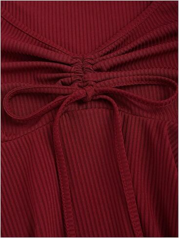 SOLY HUX Women's Peplum Tops Long Sleeve Babydoll Shirts Y2k Cute Tie Front Sweetheart Neckline Top in Kuwait