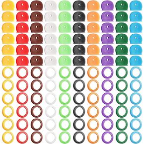 Jetec 120 Pieces Key Caps Covers Tags Set, Plastic Key Identifier Coding Rings 10 Assorted Colors Key Cap Covers 2 Styles Key Toppers for House Keys Organization