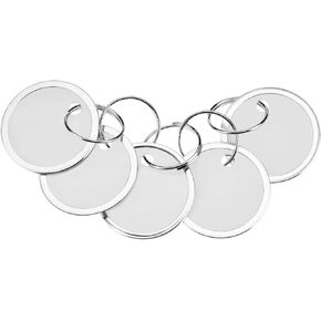 60 Pieces Metal Rimmed Key Tags Round Paper Tags with Split Rings (31mm, White)
