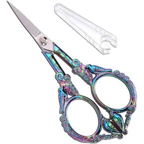 Embroidery Scissors, Small Sharp Pointed Detail Shears for DIY Craft Needlework Yarn Sewing Cross Stitch Thread Cutting Handicraft Tool, 4.6in Blue Little Bird