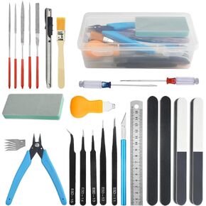 XINGYHENG 28Pcs Modeler Basic Tools Craft Set Compatible with Gundam Model Tools Kit with Plastic Box Hobby Model Assemble Building Repairing and Fixing DIY Craft Kit