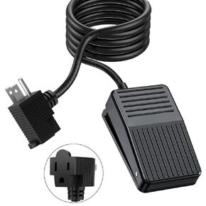 KarlKers Foot Switch, Foot Pedal Switch 6-ft Cable with 3-Prong Piggyback Plug, Foot Operated Pedal Controller Power Switch Deadman Style for Woodworking Machine Control, Grinders and Power Tools
