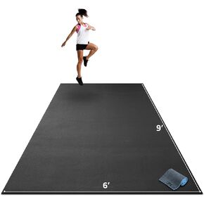 Gorilla Mats Premium Extra Large Exercise Mat – 9' x 6' x 1/4" Ultra Durable, Non-Slip, Workout Mat for Instant Home Gym Flooring – Works Great on Any Floor Type or Carpet – Use With or Without Shoes