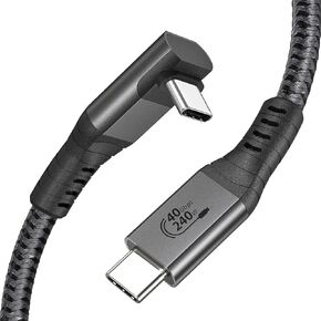 240W Short USB 4 Cable for Thunderbolt 4 Cable 1FT, XAOSUN 40Gbps 90 Degree Right Angle Thunderbolt Cable Support 8K Display USB C Thunderbolt 4 Cable for ROG Ally,Steam Deck,Switch,eGPU,MacBook,Docks