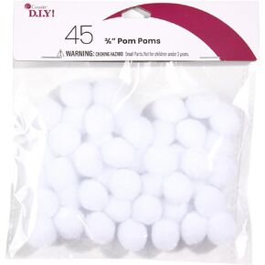 Cousin DIY White 3/4 inch Poms, 45 Pack