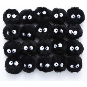 Miupoo Pom Poms with Eyes for Crafts,Halloween Costume PomPoms Decorations with Googly Eyes, Fluffy Pom Pom Balls for Halloween Accessories with Elastic Loop,20 Pieces,2 Inches,Pink