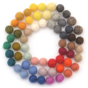 Glaciart One Felt Balls, Felt Wool Balls (240 Pieces) 1 Centimeter - 0.4 Inch, Handmade Felted 40 Color (Red, Pink, Blue, Gray, Black, White, Pastel and More) Bulk Small Puff for Felting and Garland