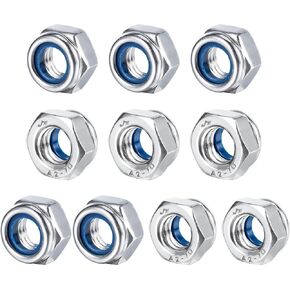 M5 Nylon Insert Lock Nut 25 Pieces Stainless Steel Hex Nylon Anti-Loosening Self Locking Nut for Industrial Building Fasteners in Kuwait